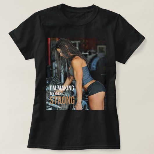STRONG – 女性のトレーニング やる気を起こさせる Tシャツ (デザイン正面)