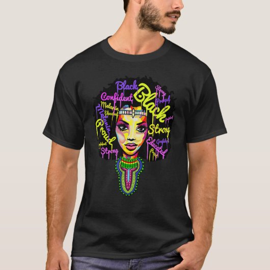 Strong African Queen for Women Proud Black History Tシャツ (正面)