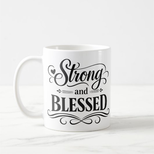 Strong and Blessed Inspirational Coffee Mug コーヒーマグカップ (左)