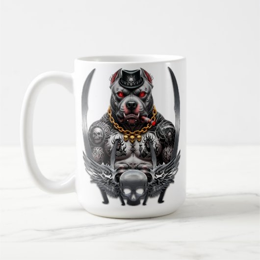 Strong and brave pit bull コーヒーマグカップ (左)