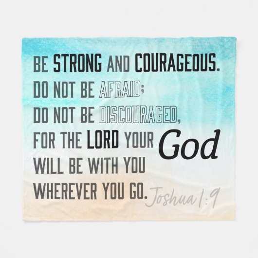 Strong and Courageous Joshua 1:9 Bible フリースブランケット (正面(横))
