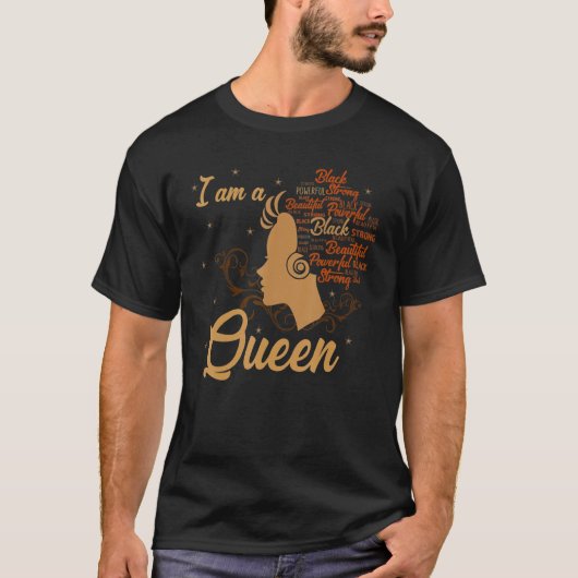 Strong Black I'm a Queen African American Afro BLM Tシャツ (正面)