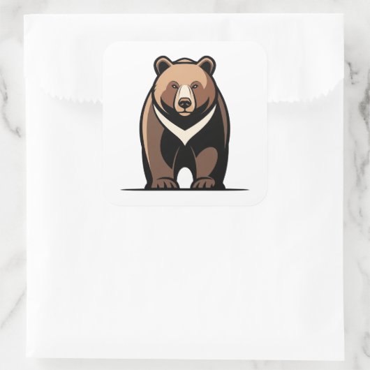 Strong Calm Bear Illustration スクエアシール (バッグ)