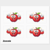 Strong Cartoon Apple Flexing Muscles Sticker 長方形シール (シート)