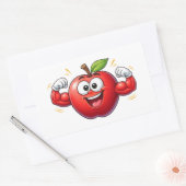 Strong Cartoon Apple Flexing Muscles Sticker 長方形シール (封筒)