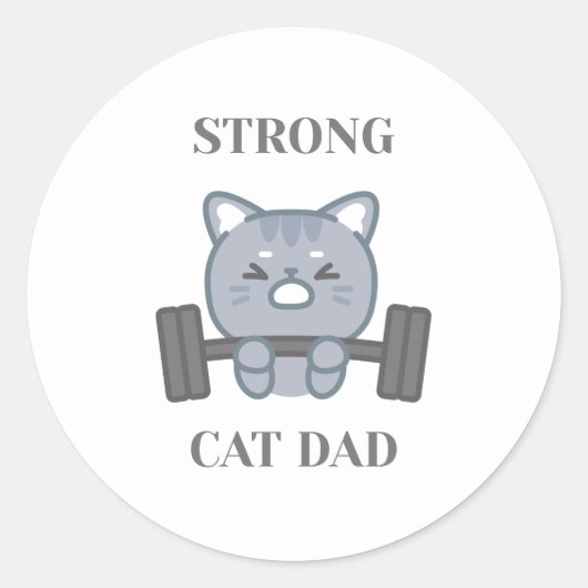 Strong Cat Dad ラウンドシール (正面)