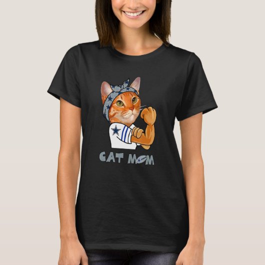 Strong Cat Mom For Cat  Mothers Day Tシャツ (正面)