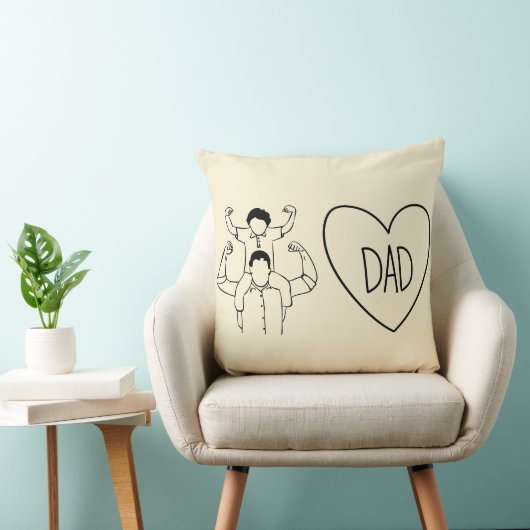 Strong Dad Shoulder Ride Heart Outline クッション (椅子)