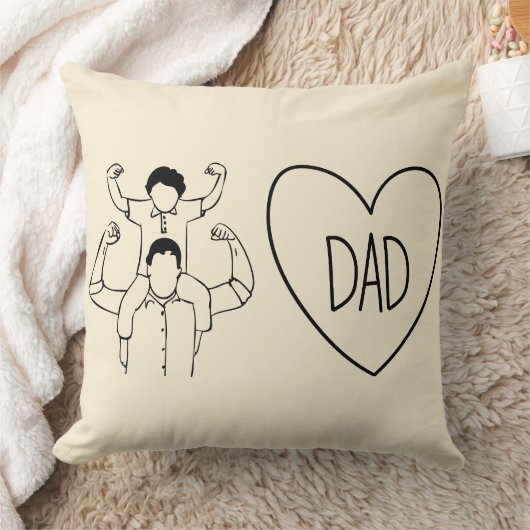 Strong Dad Shoulder Ride Heart Outline クッション (ブランケット)