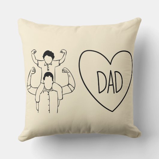Strong Dad Shoulder Ride Heart Outline クッション (裏面)