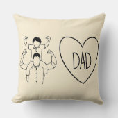 Strong Dad Shoulder Ride Heart Outline クッション (正面)