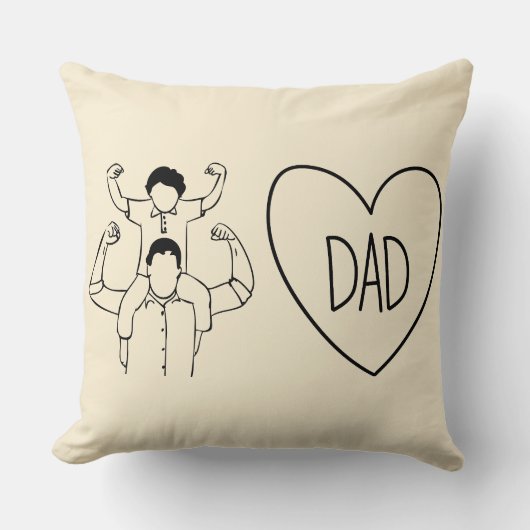 Strong Dad Shoulder Ride Heart Outline クッション (正面)