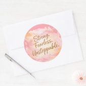 Strong, Fearless & Unstoppable Motivational ラウンドシール (封筒)