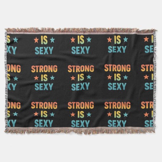 Strong Is Sexy Bold Typography Gym Motivation Art スローブランケット (正面)