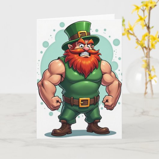 Strong Leprechaun Portrait Card カード (黄色い花)