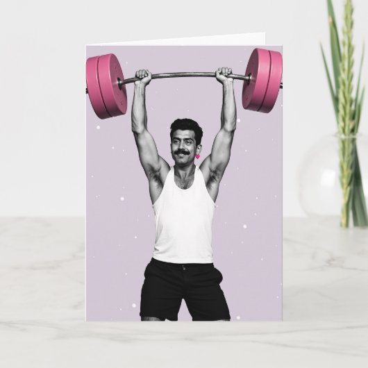 Strong Man Pink Pop Art Card カード (正面)