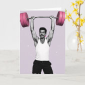 Strong Man Pink Pop Art Card カード (黄色い花)