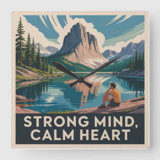 Strong Mind, Calm Heart スクエア壁時計