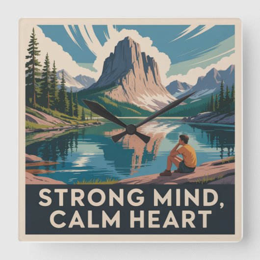 Strong Mind, Calm Heart スクエア壁時計 (正面)