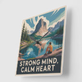 Strong Mind, Calm Heart スクエア壁時計 (傾斜)