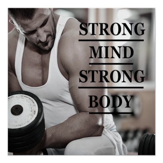 Strong Mind Strong Body Motivational Poster ポスター (正面)
