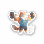 Strong Mom Gym Cat Keychain Sticker シール (正面)