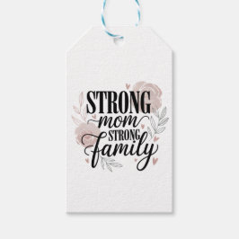 Strong Mom Strong Family Floral Quote Art ギフトタグ