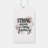 Strong Mom Strong Family Floral Quote Art ギフトタグ (裏面)