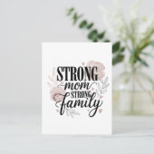 Strong Mom Strong Family Floral Quote Art ポストカード (スタンド正面)