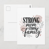 Strong Mom Strong Family Floral Quote Art ポストカード (正面/裏面)