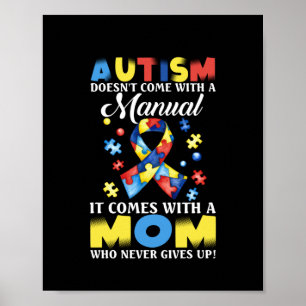 Strong Mom Who Never Gives Up Autism Awareness ポスター