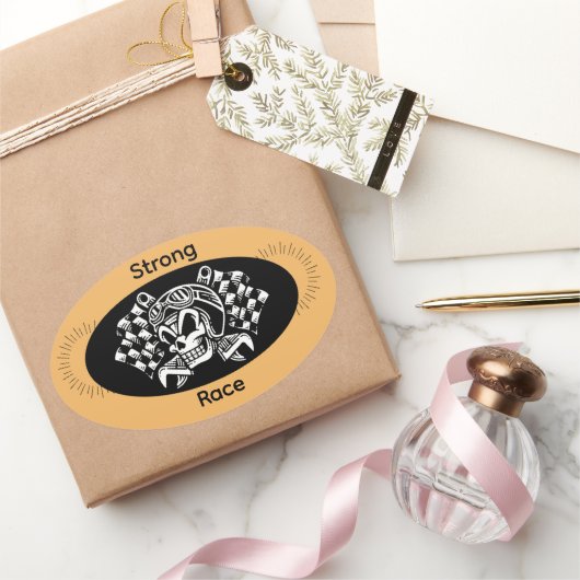 Strong Race Sport Sticker – Power & Speed Athletic 楕円形シール (ギフト)