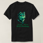 Strong Silent Still Healing Minimal Wolf Art Tシャツ (デザイン正面)