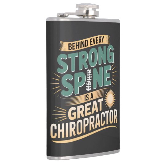 Strong Spine Great Chiropractor Quote Design フラスク (右)