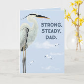 Strong Steady Dad – Great Blue Heron Father’s Day カード (黄色い花)
