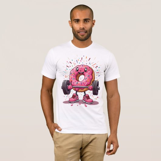 Strong, Sweet & Sprinkled – Funny Donut Gym T-Shir Tシャツ (正面フル)