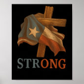 Strong Texas Flag Cross Christian Texas Pride 2025 ポスター (正面)