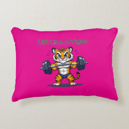 **Strong Tiger – Cute Tiger Lifting Weights Illust アクセントクッション