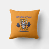 **Strong Tiger – Cute Tiger Lifting Weights Illust クッション (裏面)