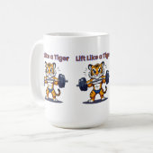 **Strong Tiger – Cute Tiger Lifting Weights Illust コーヒーマグカップ (正面左)