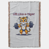 **Strong Tiger – Cute Tiger Lifting Weights Illust スローブランケット (正面縦)