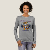 **Strong Tiger – Cute Tiger Lifting Weights Illust トライブレンドTシャツ (正面全体)