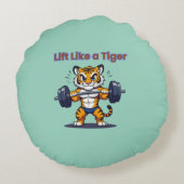 **Strong Tiger – Cute Tiger Lifting Weights Illust ラウンドクッション (裏面)