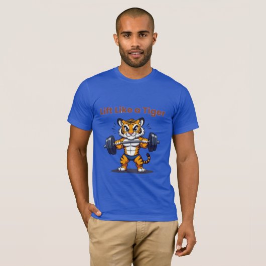 **Strong Tiger – Cute Tiger Lifting Weights Illust Tシャツ (正面フル)