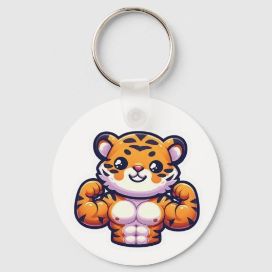 Strong Tiger Tattoo Magnet – Bold Animal Design キーホルダー (正面)