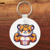 Strong Tiger Tattoo Magnet – Bold Animal Design キーホルダー (正面)