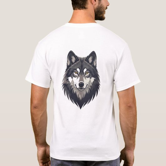 Strong Wolf Head Illustration T-Shirt Tシャツ (裏面)