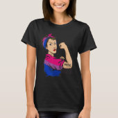 Strong woman BIsexual Pride LGBT Mom Tシャツ (正面)
