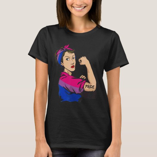 Strong woman BIsexual Pride LGBT Mom Tシャツ (正面)