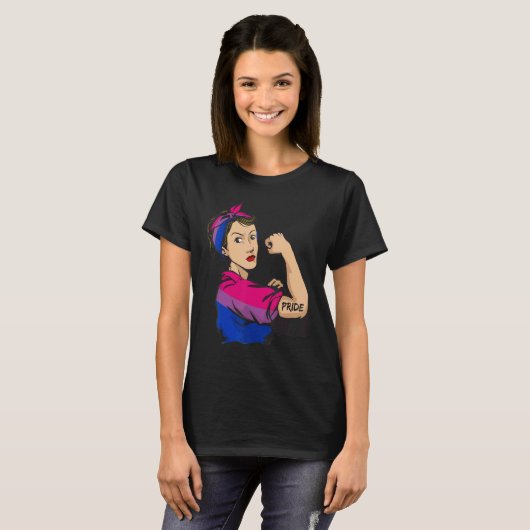 Strong woman BIsexual Pride LGBT Mom Tシャツ (正面フル)